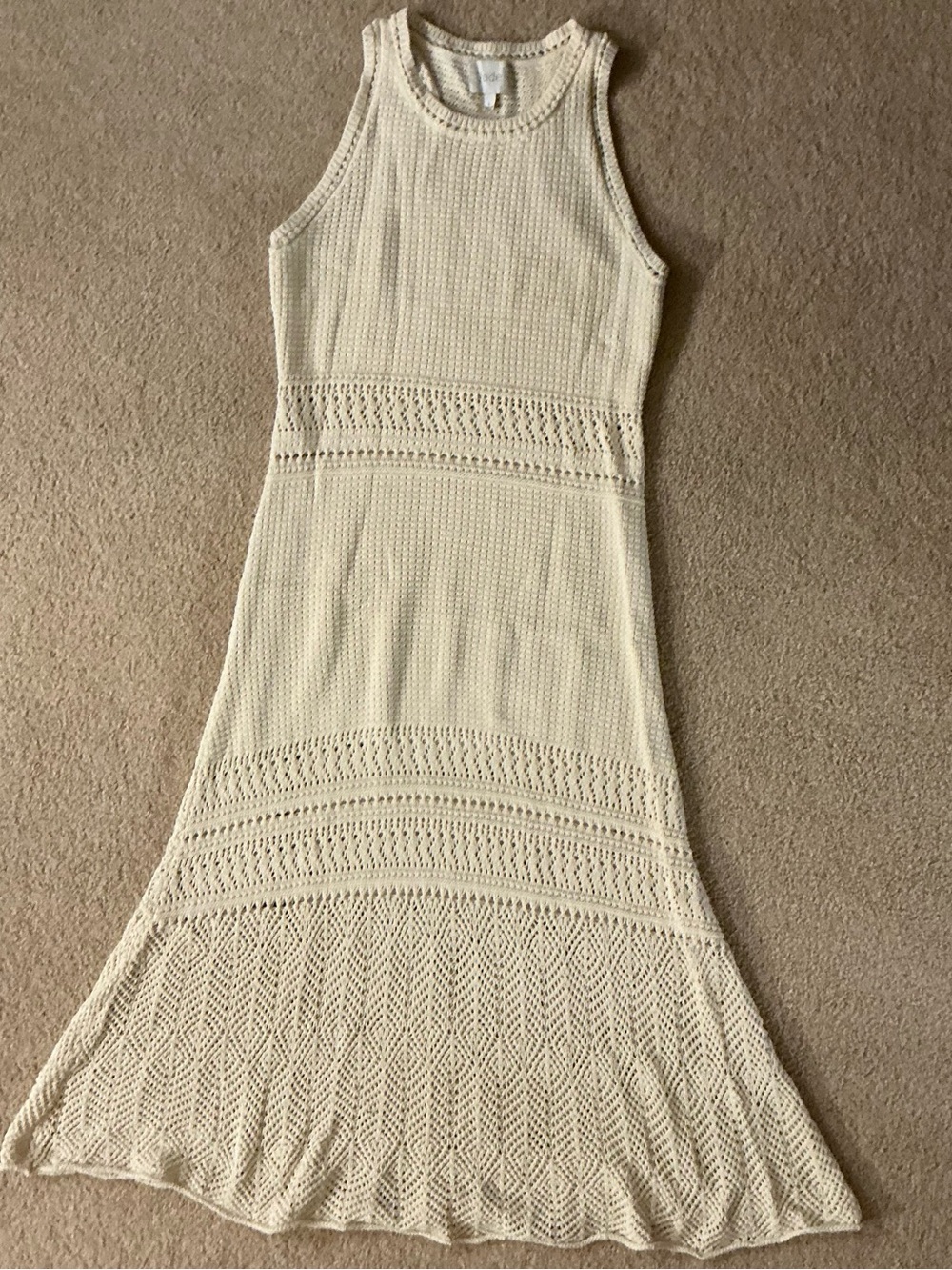 Johnny Was Cream Crochet Midi Dress